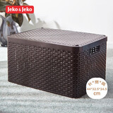 JEKO&JEKO收纳篮衣服收纳筐脏衣篓仿藤编收纳箱整理箱储物箱收纳盒 咖啡色