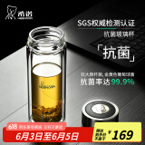 希诺（HEENOOR） 双层玻璃杯男士办公高档送礼礼盒泡茶滤网耐高温大容量商务水杯 升级-抗菌版360ml