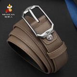 稻草人复古男皮带针扣式真头层牛皮商务休闲腰带裤带生日礼物送父亲老公