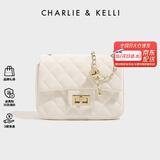 CHARLIE&KELLI CK品牌包包女包单肩包女上班通勤菱格链条小方包斜挎女生日礼物 白色【京仓配送 赠礼袋 】