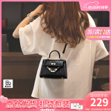 viney包包女包牛皮凯莉包品牌斜挎包轻奢生日520送女朋友礼物老婆 【黑色】情人节实用高级感高级感手提单肩包