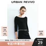 UR秋季新款女装蕾丝花边打底外穿修身长袖T恤UYY440035 黑色 M