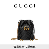 GUCCI古驰GG Marmont系列小水桶包 黑色 均码