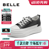 百丽（Belle）小白鞋女鞋商场款厚底增高一脚蹬单鞋透气休闲鞋U8N1DAM3 黑色 37 (235mm)