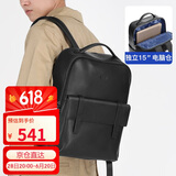 POLO双肩包男士背包男书包15英寸电脑包商务通勤头层牛皮旅行包 黑色