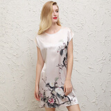 达芬奇密码仿真丝睡衣女士春夏宽松冰丝绸睡裙加肥加大码送女友生日礼物实用 花香引鹊