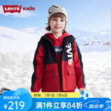 Levi's李维斯儿童外套加绒秋冬款男女童工装风衣童装防风夹克 正黑色 （偏窄建议拍大一码） 130 /64 【建议身高116-122cm】