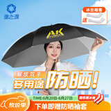 渔之源钓鱼伞帽头戴式雨伞帽防晒斗笠折叠头顶伞遮阳防雨帽伞渔具用品 【AK款】单层银胶 大号+冰袖