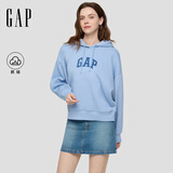 盖璞女装秋季款logo贴布绣抓绒宽松套头连帽衫卫衣792505