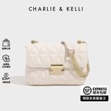 CHARLIE&KELLI CK品牌包包女包2025新款链条菱格小方包女单肩斜挎包女生日礼物 白色【代写贺卡 赠品牌礼袋】