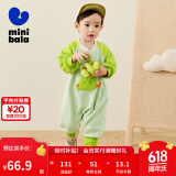 迷你巴拉外出连体衣宝宝男女童秋季撞色萌趣爬服抗静电摇粒绒 黄绿41179 90cm