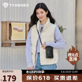 坦博尔羽绒服马甲女立领宽松外搭短款羽绒背心外套TD236006 小香白 175
