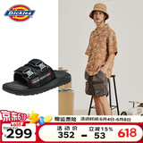 Dickies拖鞋男鞋夏季室外透气男士凉拖鞋潮流一字拖鞋外穿沙滩鞋 黑色 42