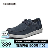 斯凯奇（Skechers）男鞋夏季商务休闲鞋季百搭时尚帆布鞋舒适复古一脚蹬66387 蓝色/BLU 42
