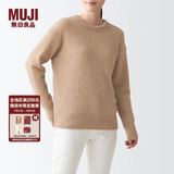 无印良品 MUJI 女式 含牦牛绒骆驼绒圆领毛衣 长袖针织衫秋 冬季 米色 M -L(165/88A)