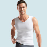 梦特娇莫代尔无痕背心男士薄款凉感冰丝无袖打底衫运动跨栏坎肩汗衫夏季 【宽肩V领】玉石白 XL 【适合130-150斤】