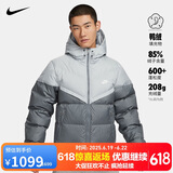 耐克NIKE羽绒服男短款连帽SF WR 650-D FLD外套FB8178-077灰XL