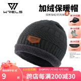 WRELS帽子男冬季加绒加厚毛线针织帽青年潮流保暖运动棉帽护耳防风防寒 灰色单帽