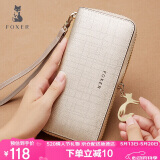 金狐狸（FOXER）牛皮女士钱包大容量长款卡包钱票夹手拿包零钱包520情人节礼物