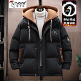 啄木鸟（TUCANO）羽绒服男士冬季连帽短款羽绒面包服加厚抗寒保暖90白鸭绒冬装外套 1288-黑色 XL 【125-150斤】