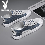 花花公子（PLAYBOY）男鞋子男2026秋冬季时尚帆布鞋男士潮流低帮舒适休闲鞋 蓝色43