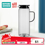 NITORI宜得利家居 冷水壶泡茶壶高硼硅带把玻璃壶耐热玻璃冷热水壶 透明 1.3L