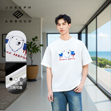 JOSEPH ABBOUD爱堡德【重磅棉】男装2025新款夏时尚印花T恤圆领短袖上衣体恤衫 白色 M 欧码偏大【建议100-130斤】