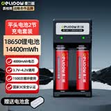 德力普（Delipow）18650锂电池14400mWh平头2节3.7V-4.2V通用可充电锂电池配双槽智能转灯充电器强光手电筒专用