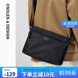 蔻一（Cnoles）男士单肩包斜挎男包横款背包休闲百搭轻便牛津帆布11英寸ipad大容量包包生日礼物送爸爸男朋友老公实用 黑色