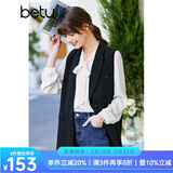 betu百图女装韩版英伦风气质外穿西装领马甲女2202T77 黑色 S
