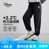 迪士尼（DISNEY）童装儿童女童加绒针织分割长裤时尚洋气裤子24冬DB441AA12黑130
