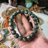 山中玉星月菩提子108颗海南原籽高密度顺白手串男素佛珠正月520送礼物 翡翠绿-阴皮星月11x10mm