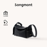 Songmont挂耳系列屋檐包mini设计师款头层牛皮通勤斜挎hobo包 烟墨黑 现货