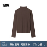 森马（Semir）长袖T恤女半高领吸湿发热抗菌2024冬紧身抓绒打底衫109724101001