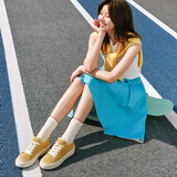 Pansy盼喜日本网面板鞋女夏季薄款透气休闲鞋轻便舒适鞋4226 黄色 41