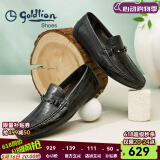 金利来（goldlion）男鞋豆豆鞋春夏季皮鞋男时尚男士皮鞋商务休闲鞋柔软乐福鞋男 黑色（偏大一码） 37