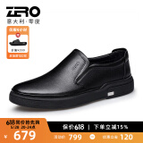零度Zero皮鞋男新款商务休闲皮鞋英伦一脚蹬男鞋舒适软底乐福鞋 黑色 40 (250mm)