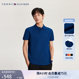 TOMMY HILFIGER【潮流多色】夏季男装珠地棉商务休闲纯色短袖T恤翻领POLO22109 宝蓝色C5J M (推荐：135-150斤)