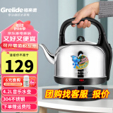格来德 （Grelide）烧水壶加厚304不锈钢电热水壶家用电水壶4.2L-6L大容量热水壶自动断电煲水壶煮水壶开水壶防干烧 4.2L 音乐提醒-1米电源线-4201M