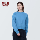 无印良品（MUJI）女式 紧密编织 运动衫 女士 女款 卫衣 圆领短款春季女装 上衣 萨克森蓝 M （ 160/84A）