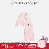 维多利亚的秘密田曦薇同款 夏季宅度假水光绸家居服丝滑凉感长袖长裤睡衣套装女 10T1嫩粉色-提花 11269319 M