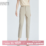 菲妮迪（FINITY）女装休闲裤夏季简约直筒纯色垂感立体修身女士西裤 卡其色 L