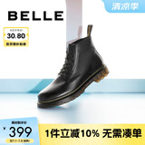 百丽时尚潮搭马丁靴男款冬季商场同款舒适真皮英伦风休闲靴92267DD0 黑色(6孔) 38 (240mm)