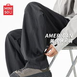 名创优品（MINISO）美式直筒休闲裤男春季新款时尚挺括宽松户外运动长裤子 深灰 2XL