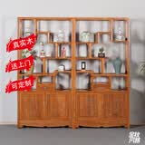 瑞呈堂（RUICHENGTANG）实木博古架 新中式榆木新品储物柜带门置物架落地 书柜多宝阁 单组黄梨花色100*35*200高免安装
