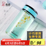 希诺（HEENOOR） 单层玻璃杯女士加厚迷你学生口袋杯子清新可爱小巧便携泡茶水杯 蒂芙尼蓝390ml