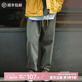 马登工装美式复古Easypants卡其休闲裤军绿色宽松直筒束脚长裤子男夏 灰绿色 L （145-160斤）