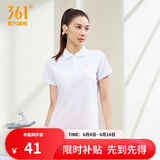 361度运动翻领t恤2025年春夏季新款休闲透气短袖情侣POLO衫父亲节礼物 【女款】本白 XS