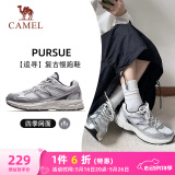骆驼（CAMEL）复古慢跑步女鞋厚底增高休闲运动鞋子 K24B09L7052 象牙白/银 38