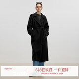 伊芙丽【高智大衣】伊芙丽白月光气质羊毛收腰白色双面羊绒大衣女2024冬 黑色（19.6羊绒） 155/80A/S 100-110斤